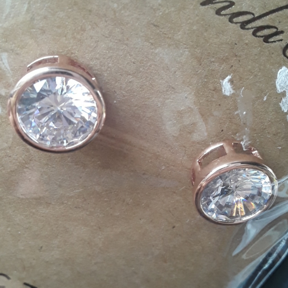 Amanda Blu Bezel Set Stud Earrings in Rosegold